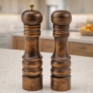 Vintage Gail Craft Salt & Pepper Set • Mid-Century Wood • 7” Japan